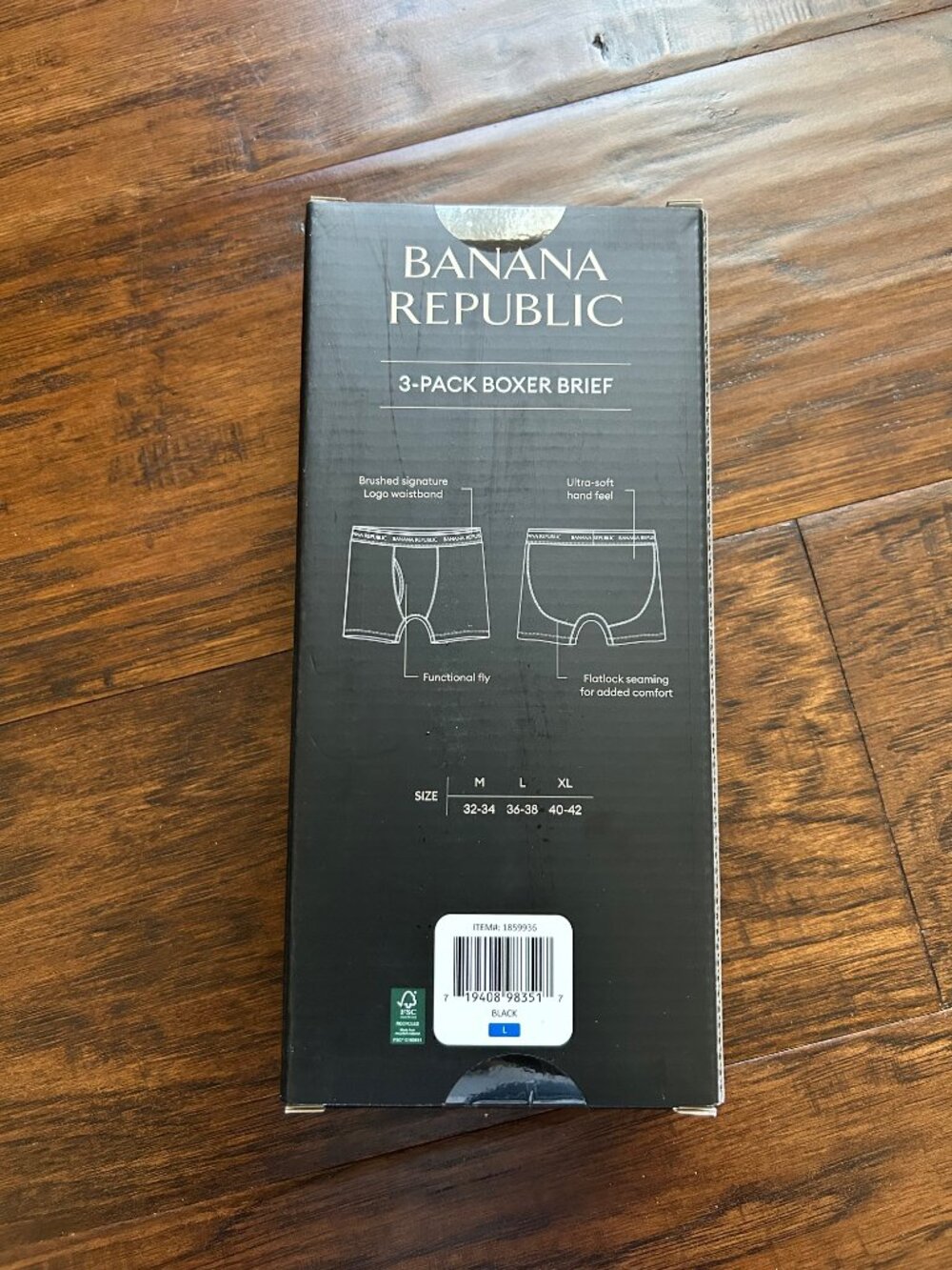Banana Republic mens 3 pack black boxer briefs size L Large NEW in box - Picture 3 of 4